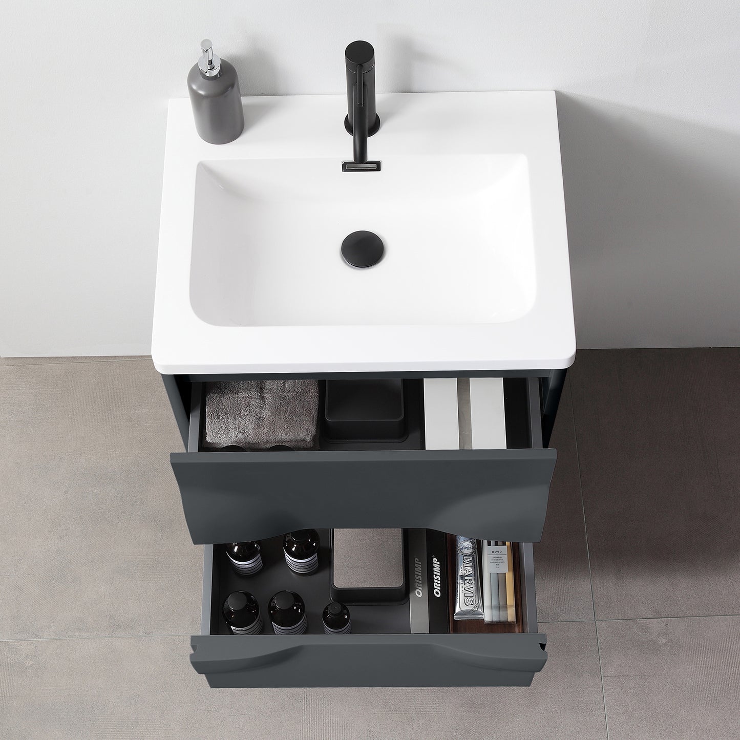 Colmar 24" Wall Mounted Bathroom Vanity with Reinforced Acrylic Integrated Sink Top