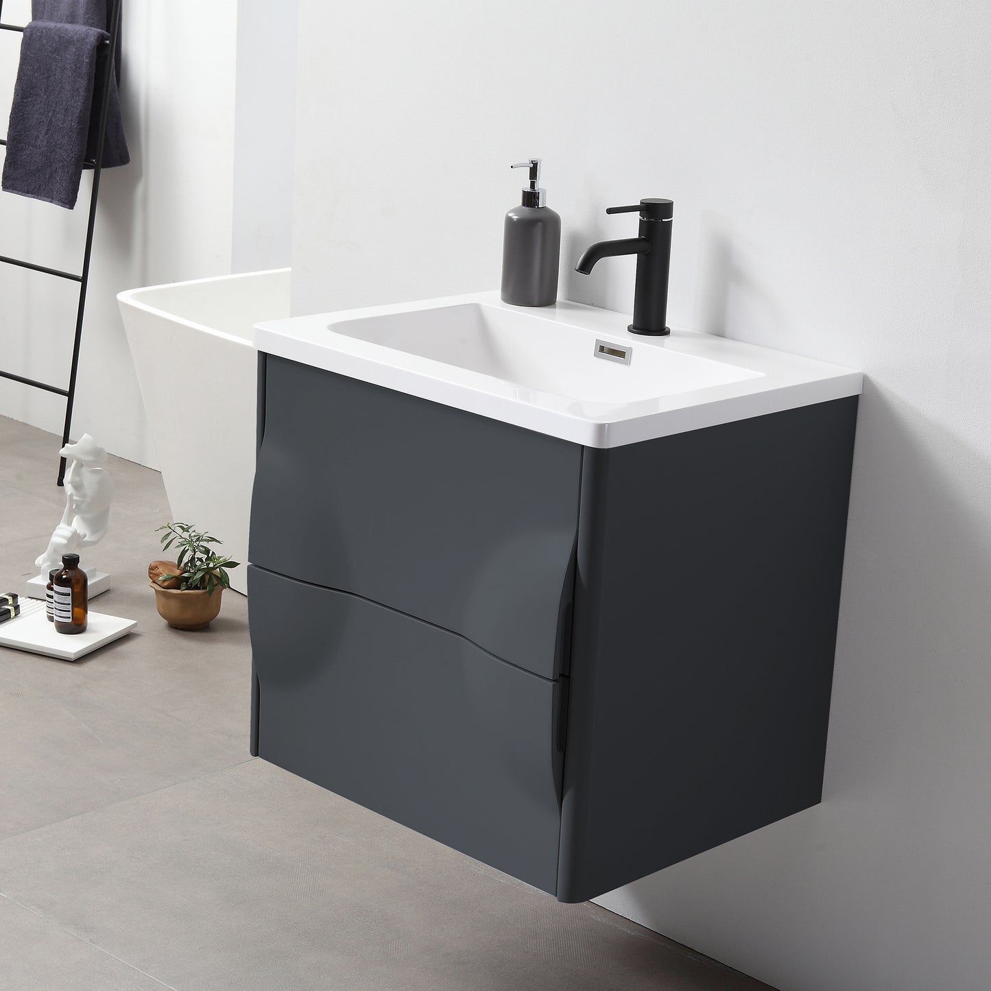 Colmar 24" Wall Mounted Bathroom Vanity with Reinforced Acrylic Integrated Sink Top