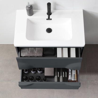 Colmar 30" Wall Mounted Bathroom Vanity with Reinforced Acrylic Integrated Sink Top