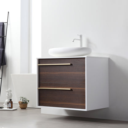 Goreme 30" Wall Mounted Bathroom Vanity with Premium Grade ATH Matte Solid Surface Top and Vessel Sink