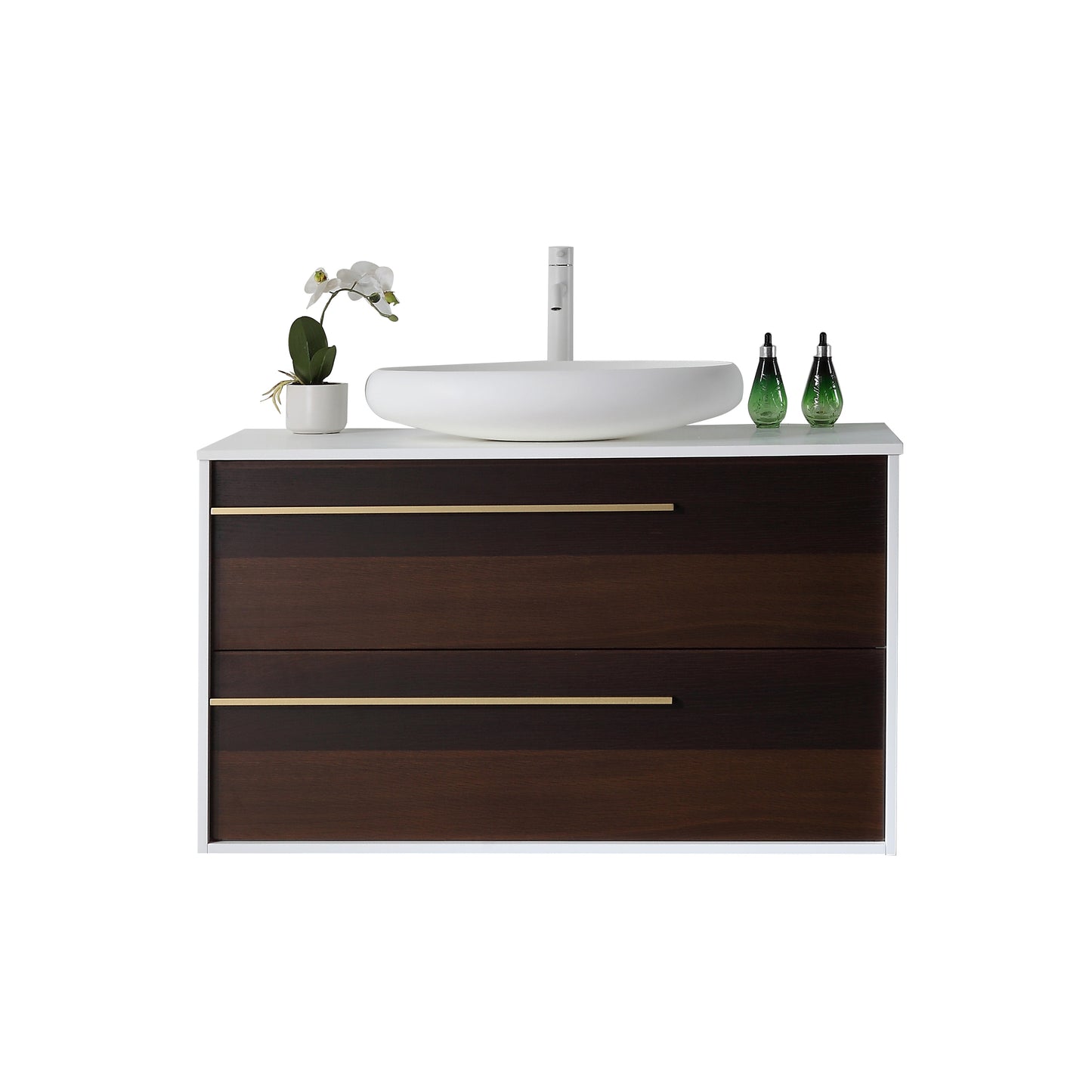 Goreme 42" Wall Mounted Bathroom Vanity with Premium Grade ATH Matte Solid Surface Top and Vessel Sink
