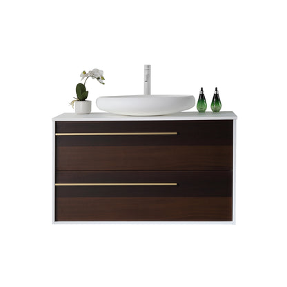 Goreme 42" Wall Mounted Bathroom Vanity with Premium Grade ATH Matte Solid Surface Top and Vessel Sink
