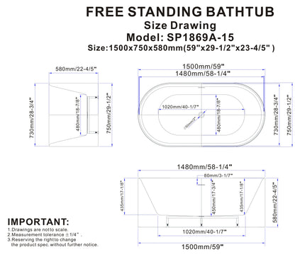 Linnea 60" Freestanding Bathtub