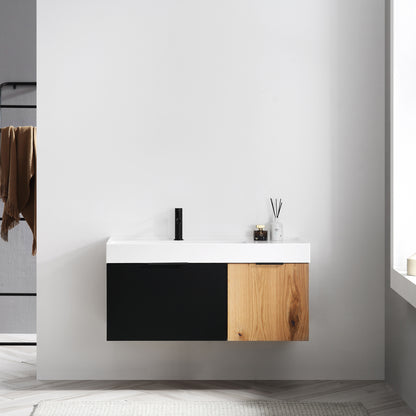 Lugano 42" Wall Mounted Bathroom Vanity with Reinforced Acrylic Integrated Sink Top