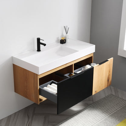 Lugano 42" Wall Mounted Bathroom Vanity with Reinforced Acrylic Integrated Sink Top