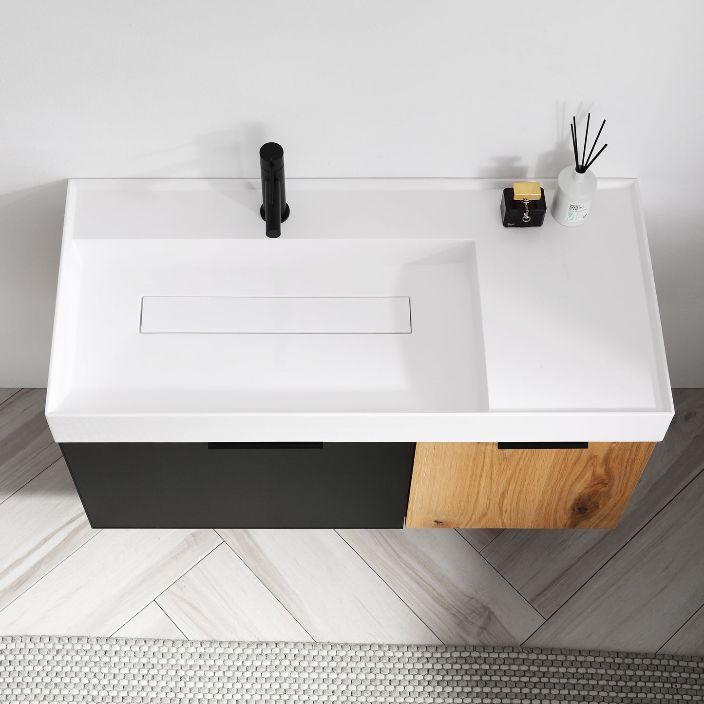 Lugano 42" Wall Mounted Bathroom Vanity with Reinforced Acrylic Integrated Sink Top