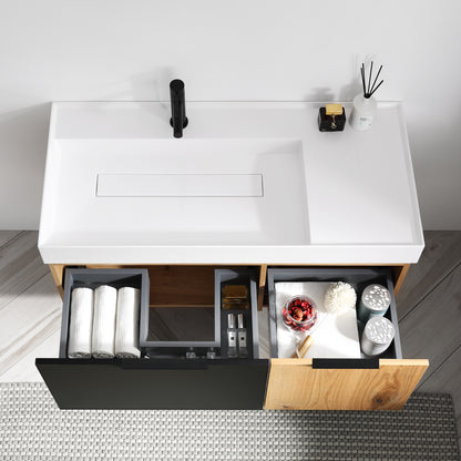 Lugano 42" Wall Mounted Bathroom Vanity with Reinforced Acrylic Integrated Sink Top