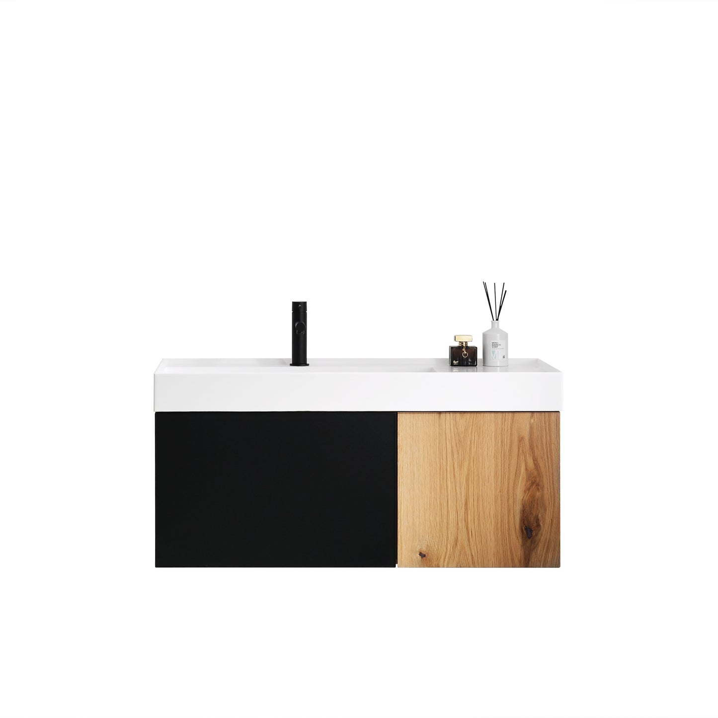 Lugano 42" Wall Mounted Bathroom Vanity with Reinforced Acrylic Integrated Sink Top