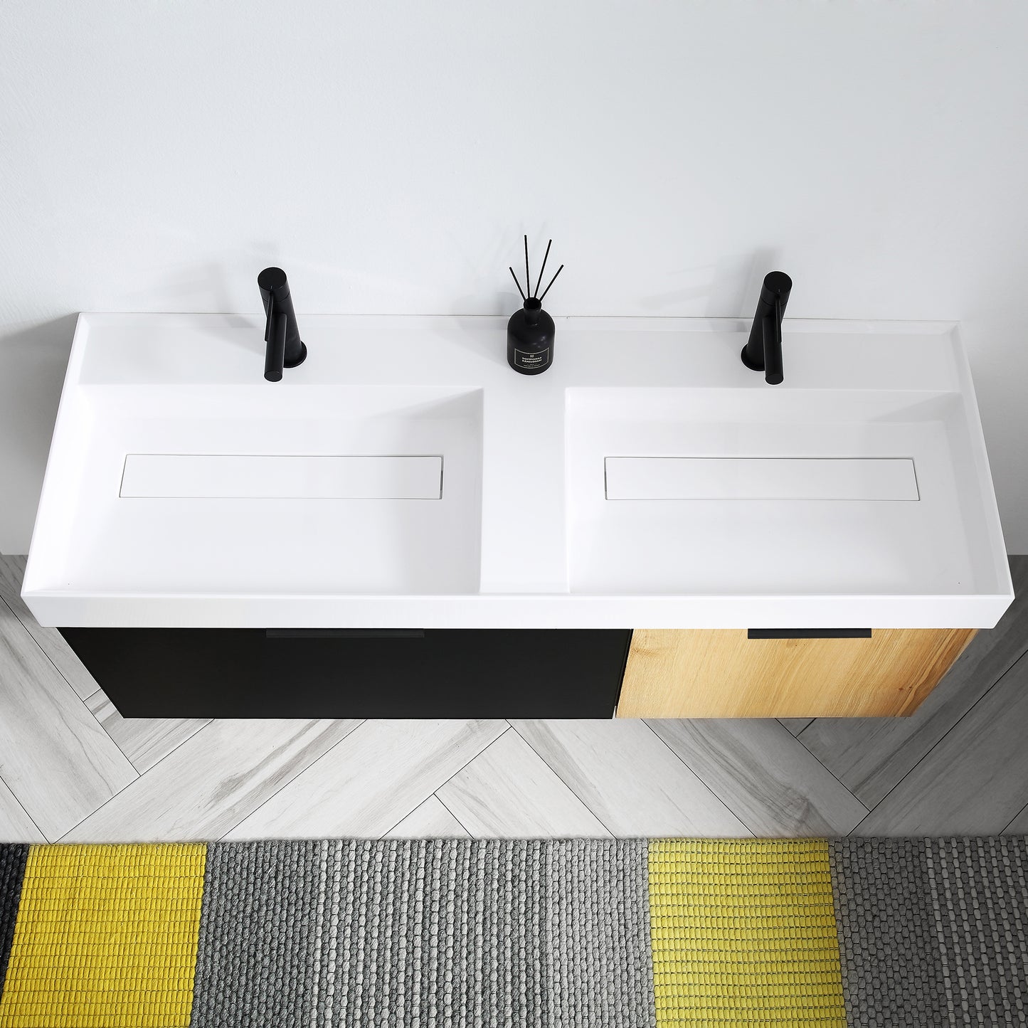 Lugano 55" Wall Mounted Bathroom Vanity with Reinforced Acrylic Integrated Sink Top