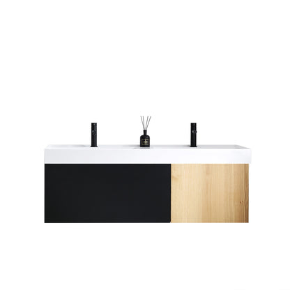 Lugano 55" Wall Mounted Bathroom Vanity with Reinforced Acrylic Integrated Sink Top