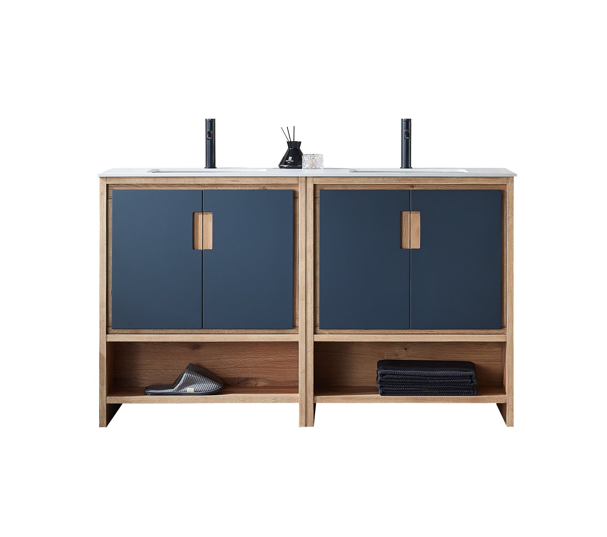 Lyon 60 inch freestanding bathroom vanity in Black of Night