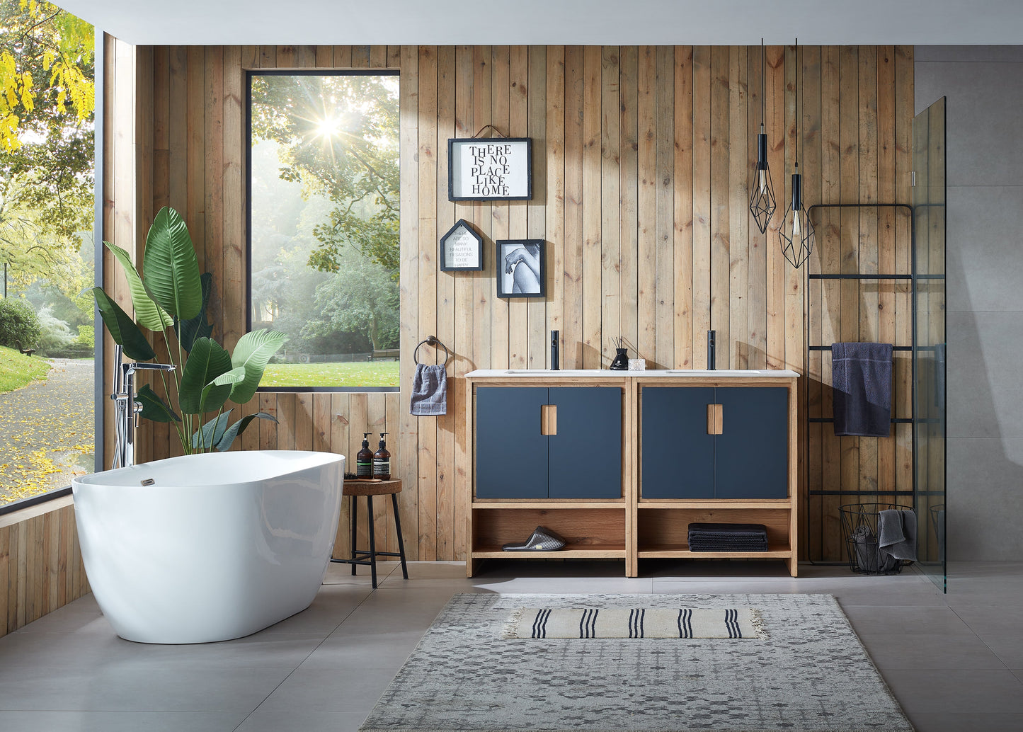 Additional view 1 of Lyon 60 inch bathroom vanity in Black of Night