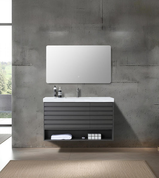 Matera 48 inch Charcoal wall mounted bathroom vanity, Base Only cabinet