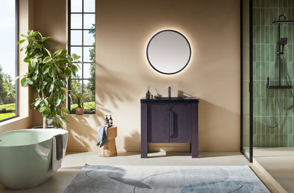 Munich 36 inch freestanding bathroom vanity in Espresso Oak with Black Marquina quartz top