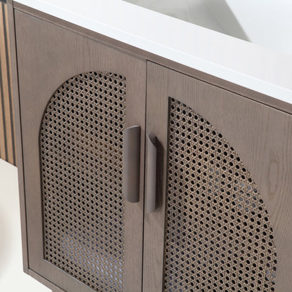 Nara 72" Freestanding Bathroom Vanity with Pure White Quartz Top and Ceramic Undermount Sinks