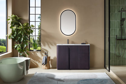 Bathroom Vanity, Espresso Oak, Parma 48 inch, Pure White Quartz Top