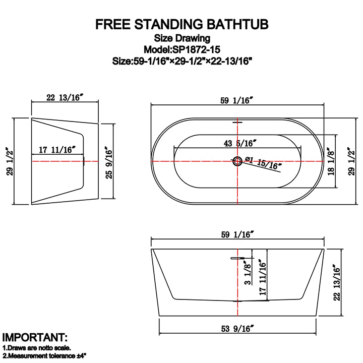 Rosalyn 60" Freestanding Bathtub