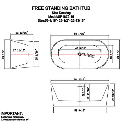 Rosalyn 60" Freestanding Bathtub