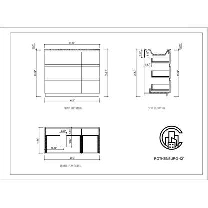 Rothenburg 42" Freestanding Bathroom Vanity with Premium Grade ATH Matte Solid Surface Integrated Sink Top