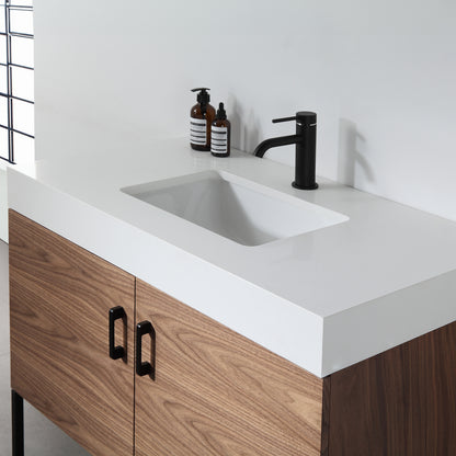 Veemon 36" Freestanding Bathroom Vanity with Pure White Quartz Top and Ceramic Undermount Sink