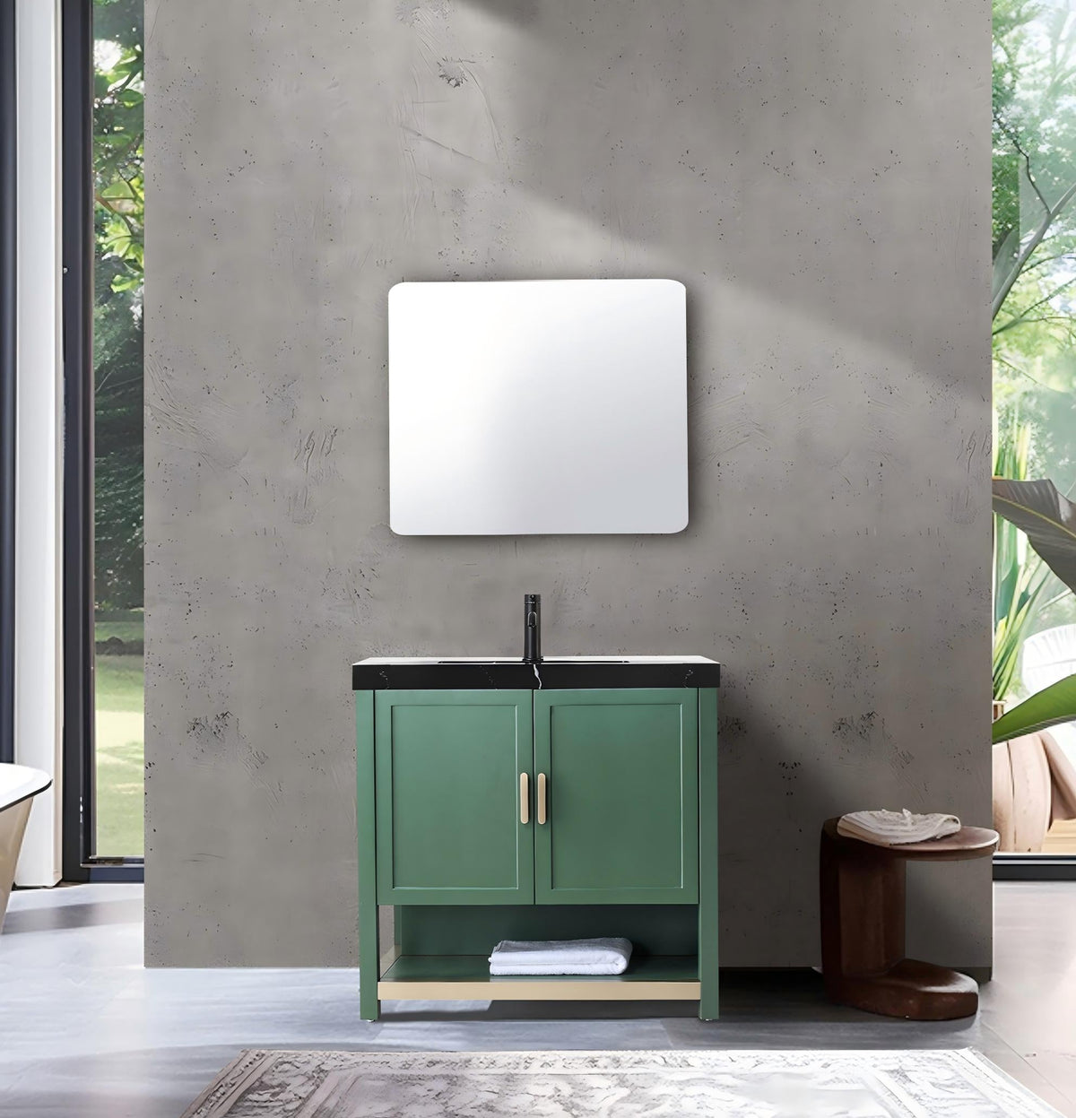 Bathroom Vanity, Forest Green, Winchester 36 inch, Black Marquina Quartz Top