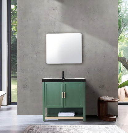 Bathroom Vanity, Forest Green, Winchester 36 inch, Black Marquina Quartz Top
