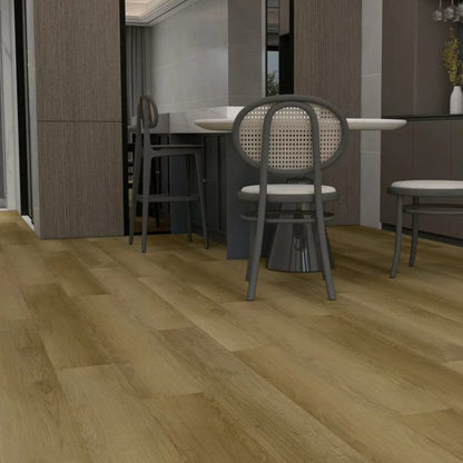 Central White Oak waterproof SPC vinyl plank flooring, matte wood look, EIR surface, beveled edges, 60 by 9 inch planks