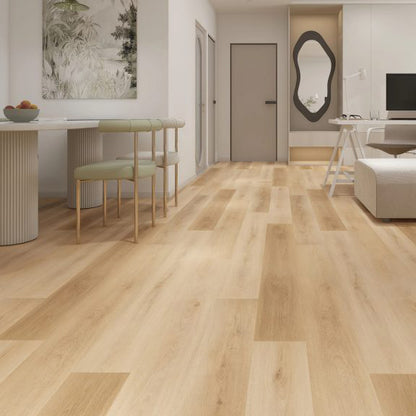 Seattle Maple waterproof SPC vinyl plank flooring, ultra-matte wood look, EIR surface, beveled edges, 60 by 9 inch planks