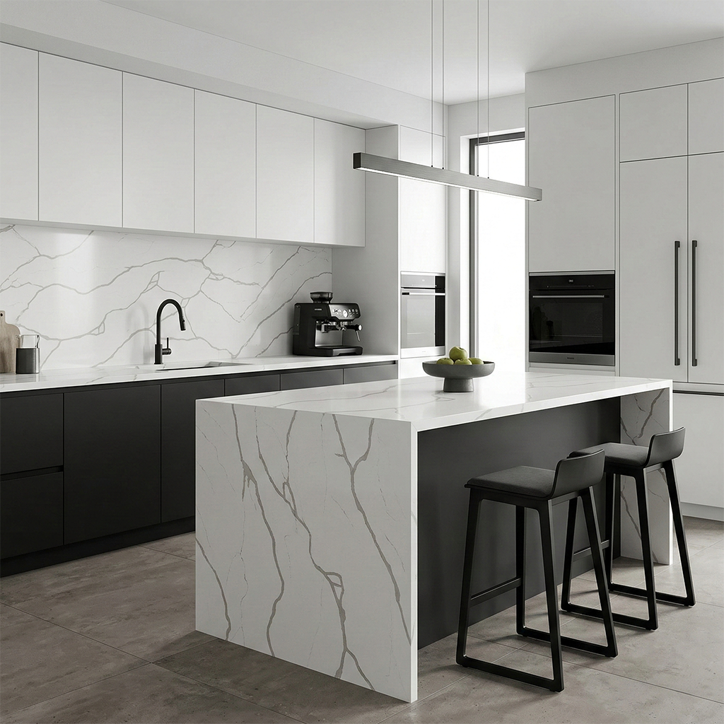 Dio-Calacatta White Quartz Slab