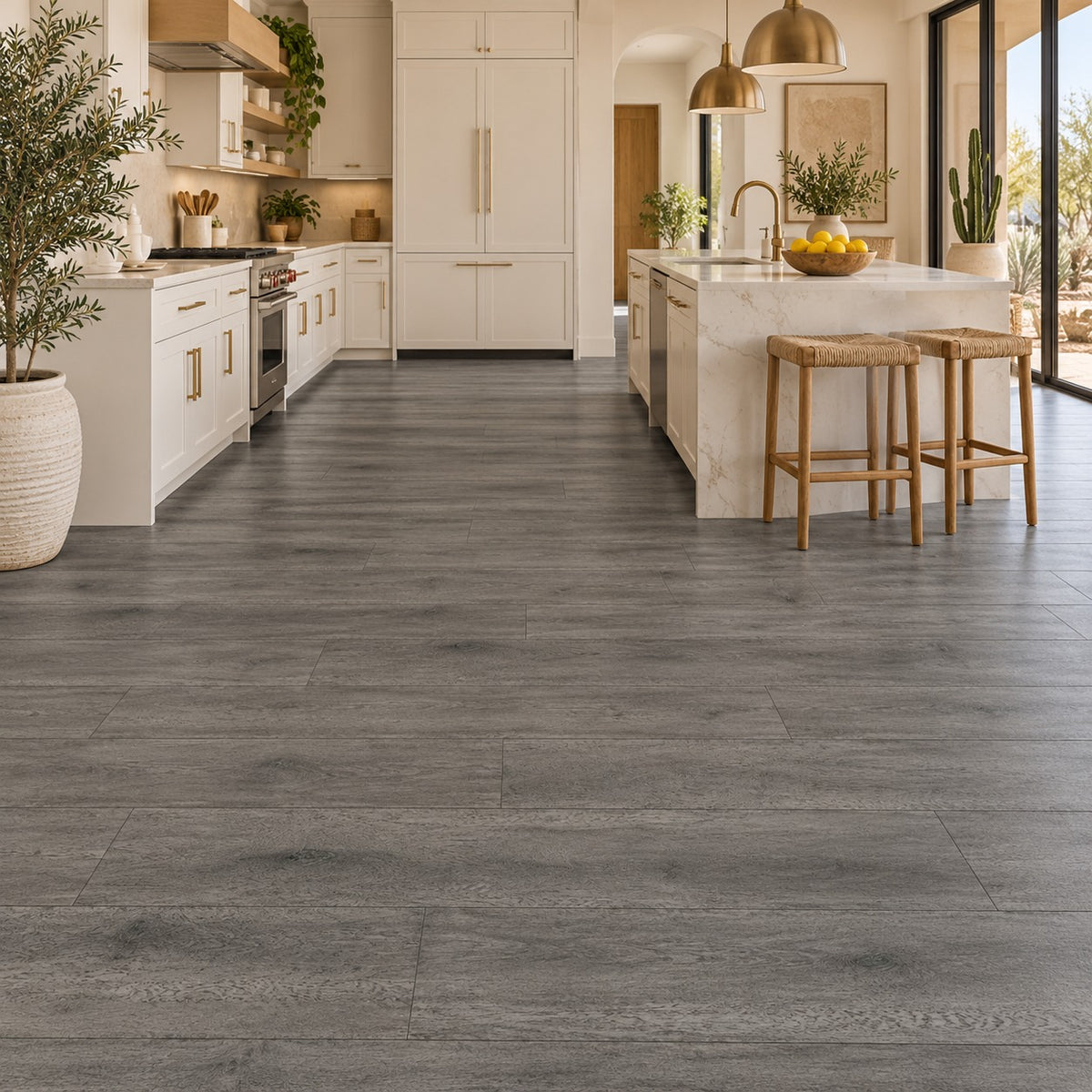 Muse Onyx Waterproof SPC Flooring installed in a kitchen
