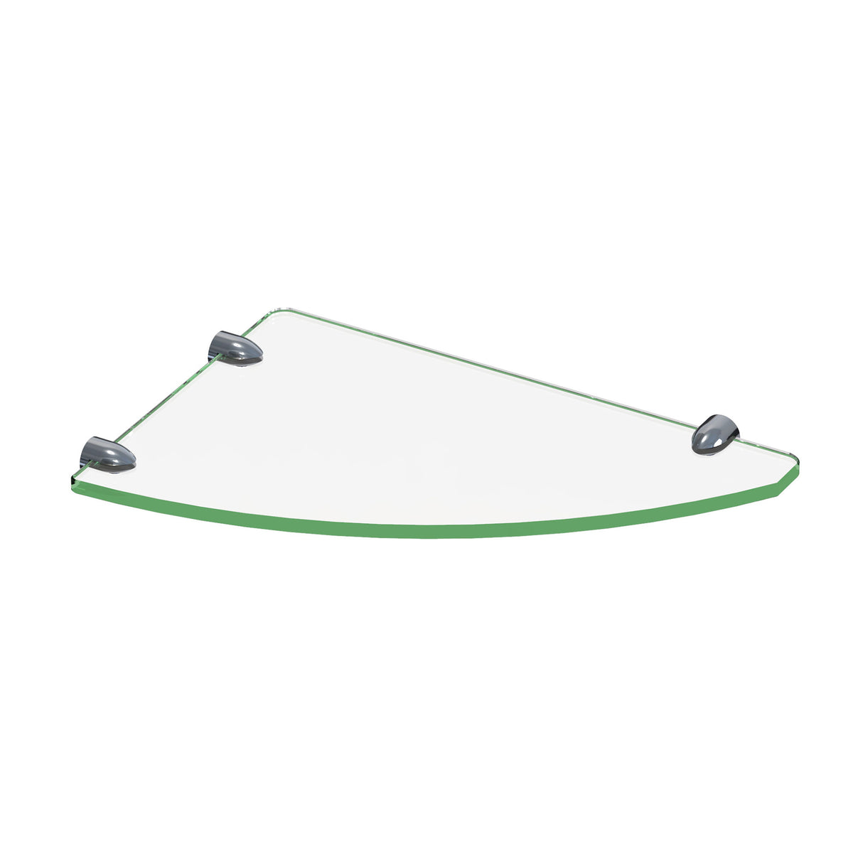 12 x 8 inch corner glass shelf with clear glass and mounting brackets