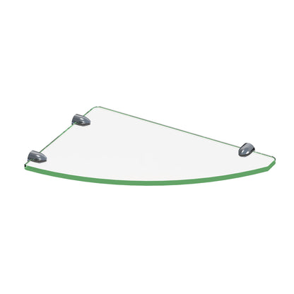 12 x 8 inch corner glass shelf with clear glass and mounting brackets