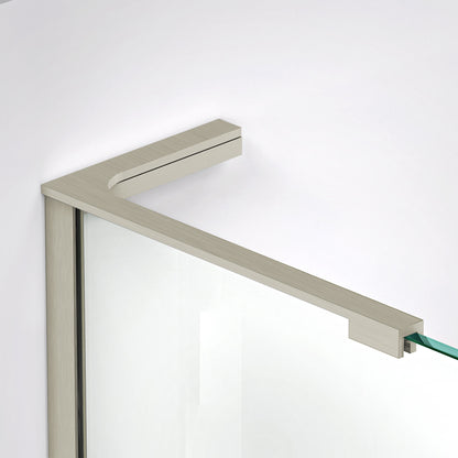 8 inch L-bar support bracket in Brushed Nickel installed on 3/8 inch shower glass, left wall