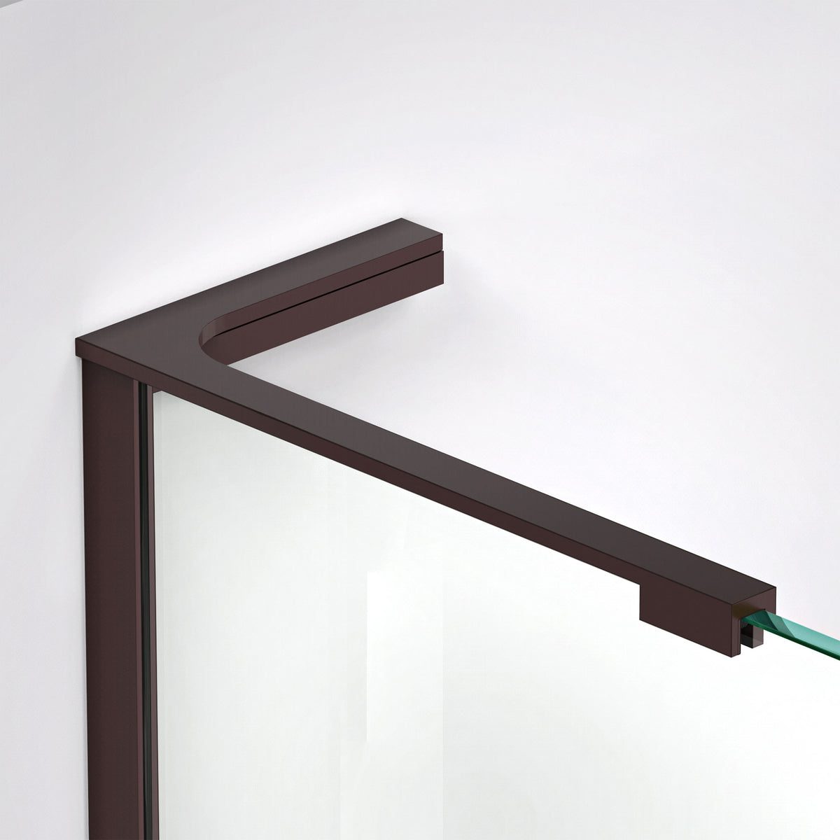 8 inch L-bar support bracket in Oil Rubbed Bronze installed on 3/8 inch shower glass, left wall