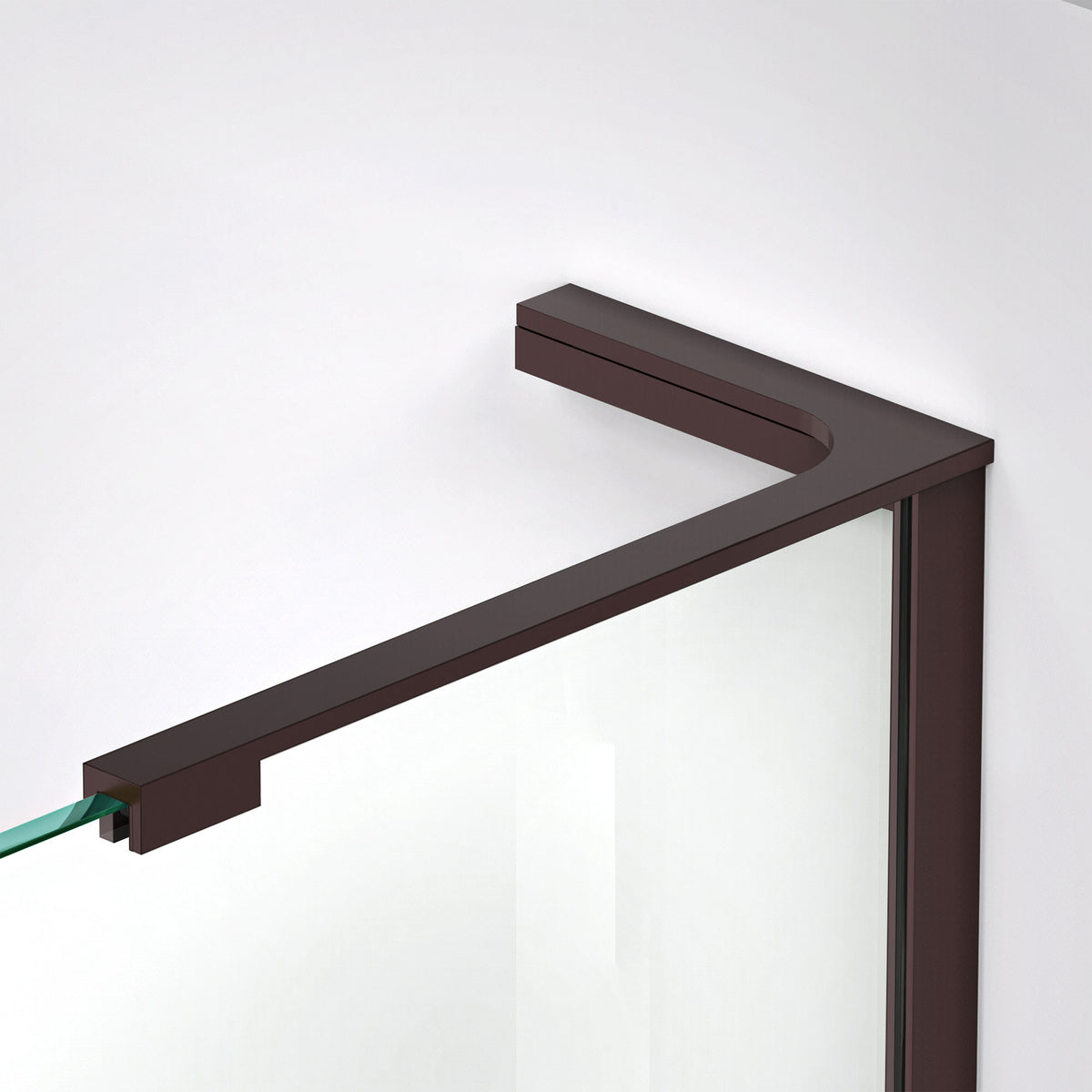 8 inch L-bar support bracket in Oil Rubbed Bronze installed on 3/8 inch shower glass, right wall