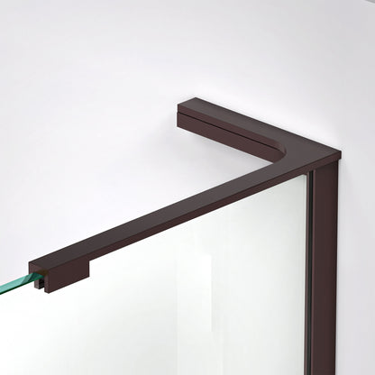 8 inch L-bar support bracket in Oil Rubbed Bronze installed on 3/8 inch shower glass, right wall