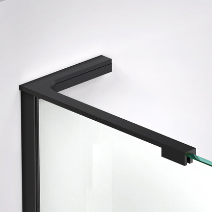 8 inch L-bar support bracket in Satin Black installed on 3/8 inch shower glass, left wall