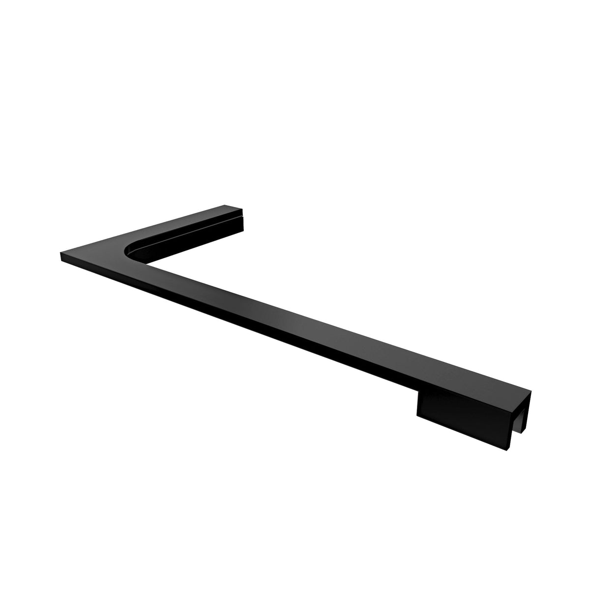 8 inch L-bar support bracket in Satin Black, left wall installation