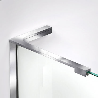 8 inch L-bar support bracket in Polished Chrome installed on 3/8 inch shower glass, left wall