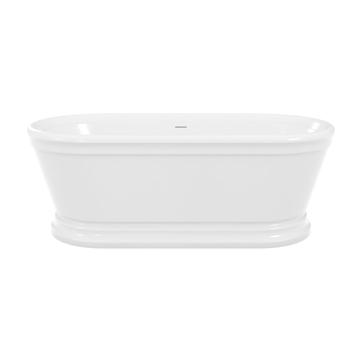 Abbey 67 inch freestanding acrylic bathtub in gloss white with Oil Rubbed Bronze drain