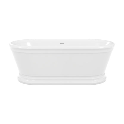 Abbey 67 inch freestanding acrylic bathtub in gloss white with Oil Rubbed Bronze drain