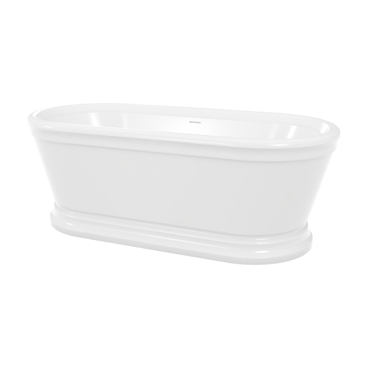 Abbey 67 inch freestanding acrylic bathtub in gloss white with Oil Rubbed Bronze drain