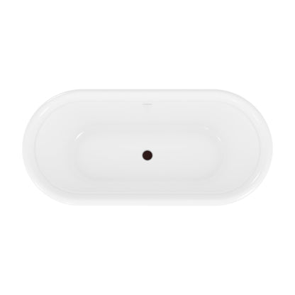 Abbey 67 inch freestanding acrylic bathtub in gloss white with Oil Rubbed Bronze drain