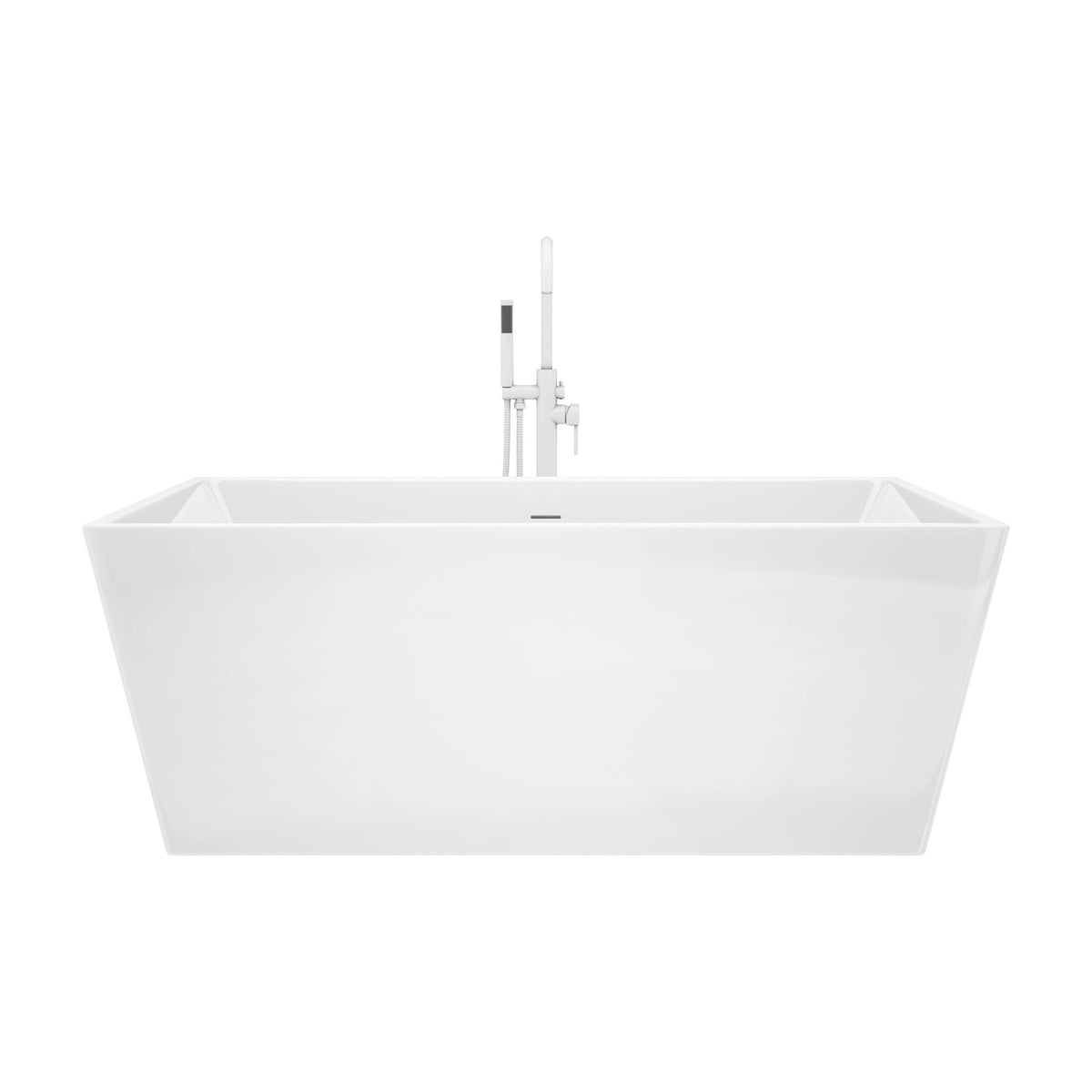 Allure 59 inch rectangular freestanding acrylic bathtub in gloss white