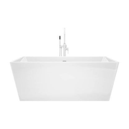 Allure 67 inch rectangular freestanding acrylic bathtub in gloss white