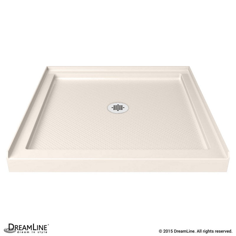 Aqua Frameless Bi-Fold Shower Door Kit with Biscuit Shower Base Pan