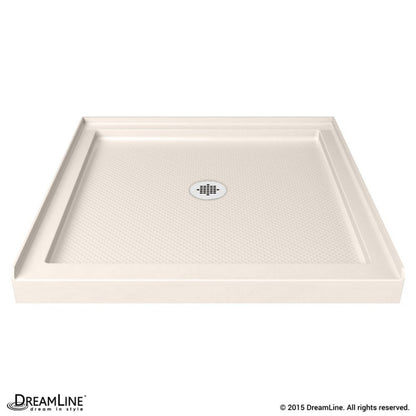 Aqua Frameless Bi-Fold Shower Door Kit with Biscuit Shower Base Pan
