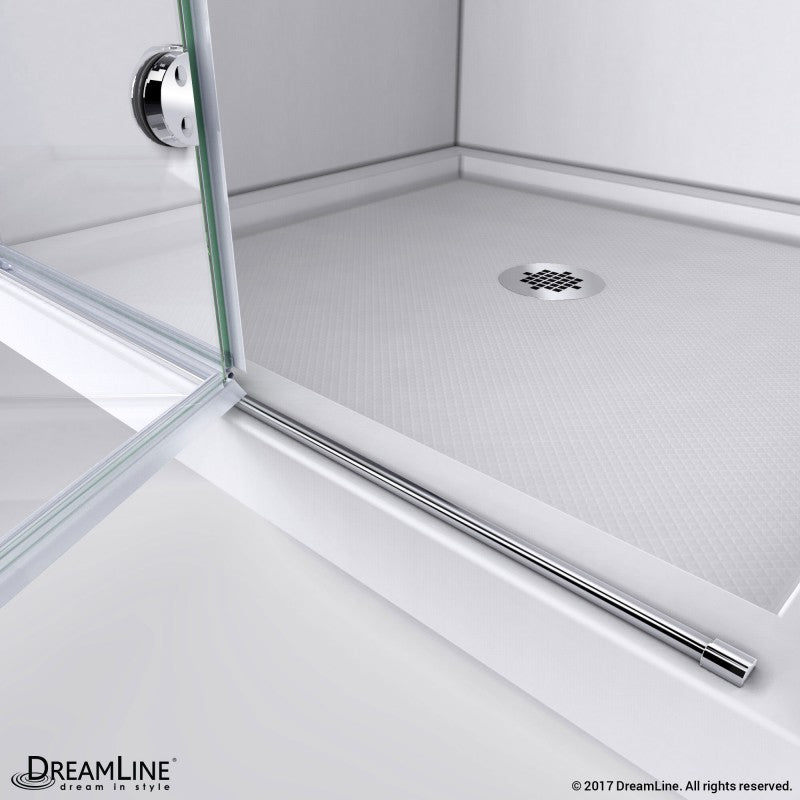 Aqua Frameless Bi-Fold Shower Door Kit with Black Shower Base Pan