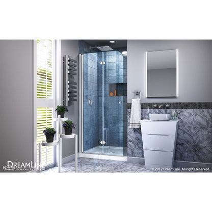 Aqua Frameless Bi-Fold Shower Door Kit with White Shower Base Pan