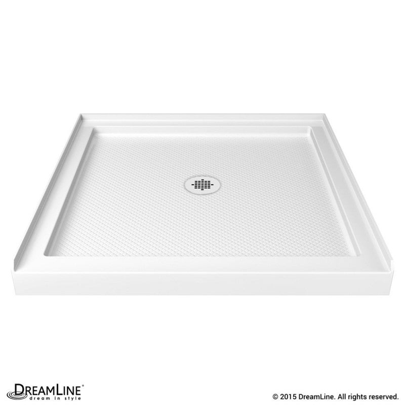 Aqua Frameless Bi-Fold Shower Door Kit with White Shower Base Pan